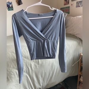 John Galt Light Blue Amara Surplice Long Sleeve Top